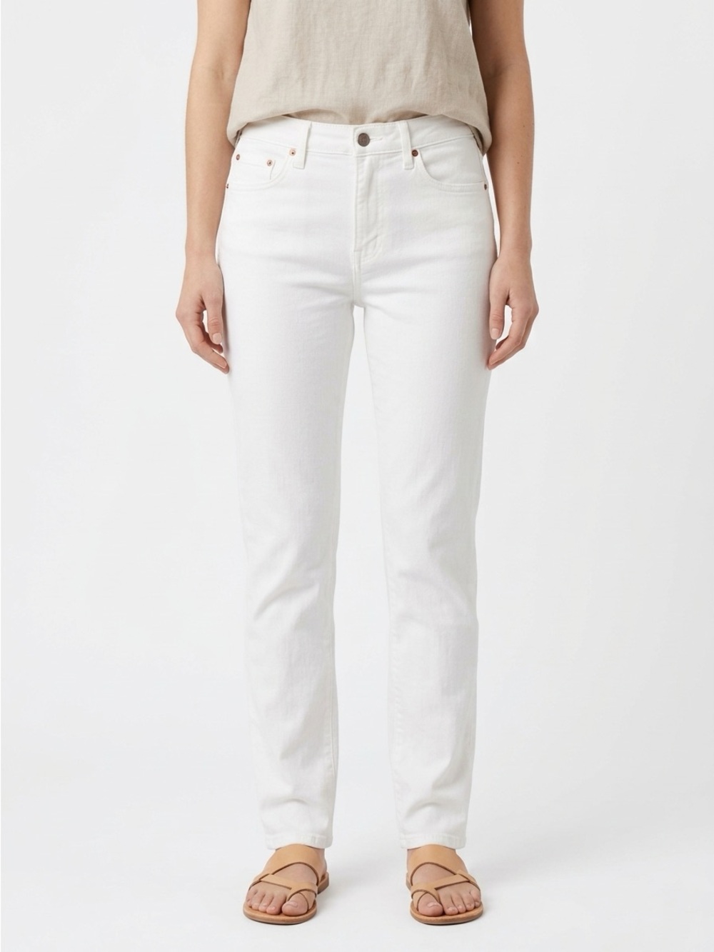 Universal Standard High Rise Straight Leg Jeans Cotton Stretch White 10